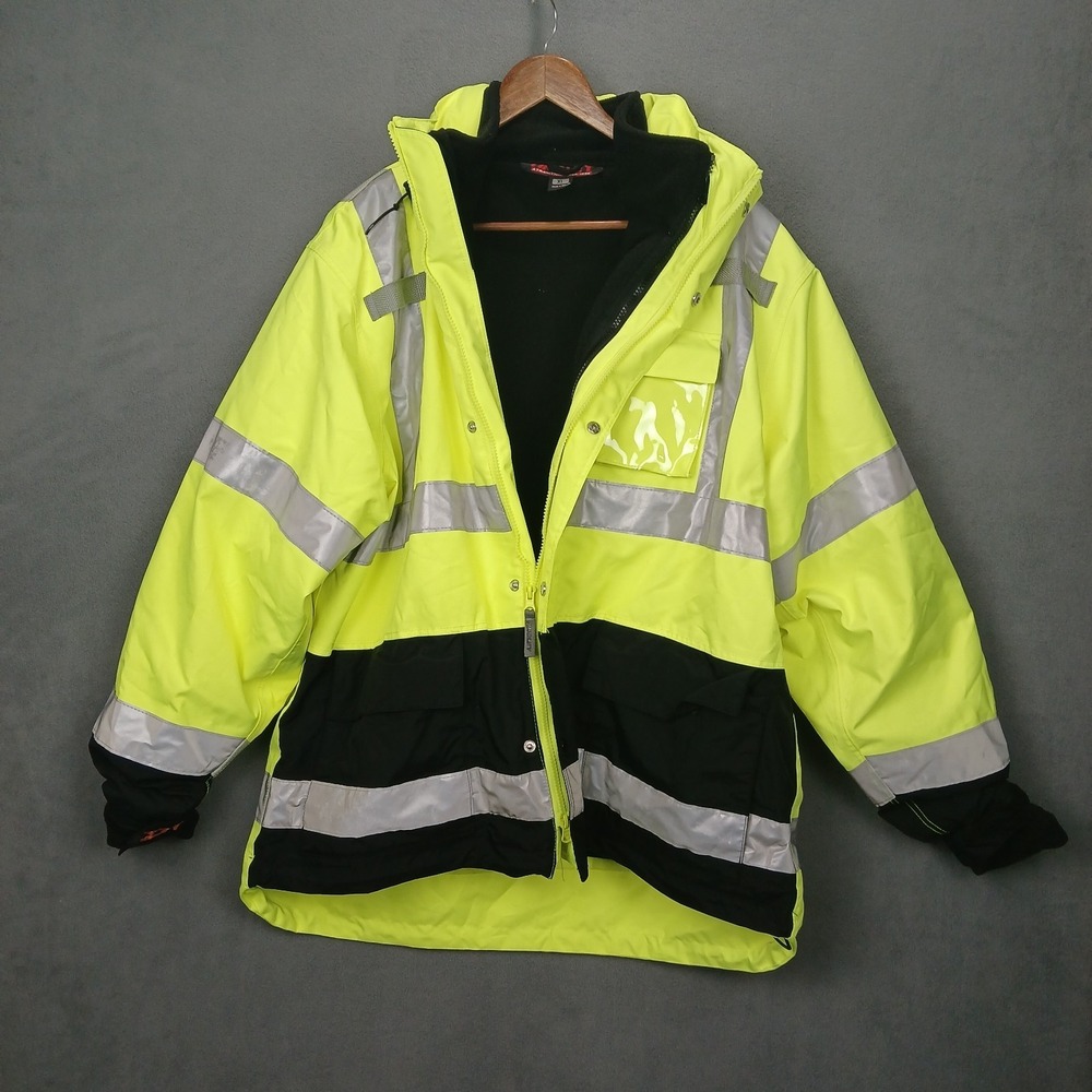 Tingley Icon High Visibility Jacket Men XL Neon Yellow Lined Full Zip Waterproof